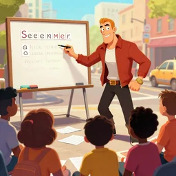 Duke Nukem teaching kids to spell on Seseme Street
