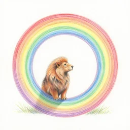 circle of life, color pencil sketch, white background, rainbow colors, 8 k