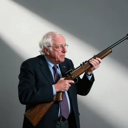 bernie sanders with a rifle