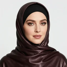 christina hendricks with shiny leather hijab,