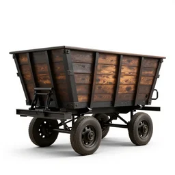 industrial wagon, commercial catalog photo, isolated on a pure white background, centered, entire object in frame, sharp focus, soft studio lighting