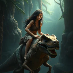 highly detailed portrait of young teenage cave woman riding on the back of a velociraptor, stephen bliss, unreal engine, fantasy art by greg rutkowski, loish, rhads, ferdinand knab, makoto shinkai and lois van baarle, ilya kuvshinov, rossdraws, tom bagshaw, alphonse mucha, global illumination, radiant light, detailed and intricate environment