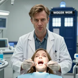 doctor who as a dentist, digital art realistic, hyper real