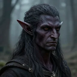 a dark elf with horizontal ears