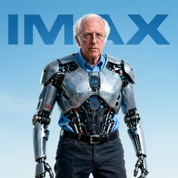 Cinematic Imax depiction of Bernie Sanders as a cyborg in the style of Wayne Barlowe 3840 x 2160