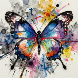 butterfly supernova, trending on artstation, jackson pollock, watercolor painting, intricate