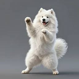 samoyed dog doing wai kru muay thai movements, concept art