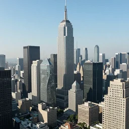 a busy metropolis on a clear day, in futurism style