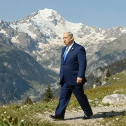 benjamin netanyahu crossing the alps, highly detailed, by jacques louis david