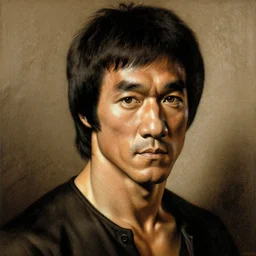 engraving portrait of bruce lee in the movie enter the dragon, by albrecht durer