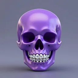 icon representing a sleek iridescent purple skull with diamond teeth