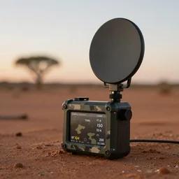 miniature camoflaged rugged weather station sensor antenna for monitoring the australian desert,  XF IQ4, 150MP, 50mm, F1.4, ISO 200, 1/160s, dawn