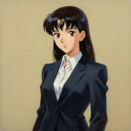 portrait painting of  modern Anime girl in business suit, by Dali