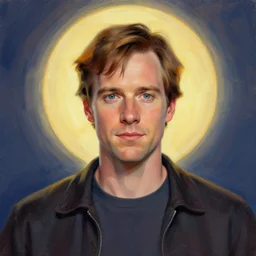 portrait of the dude from the big lebowski, sacred aura, halo behind his head, impressionism, brushstrokes, high detail, sharp
