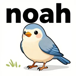 a drawing of a happy bird with a text that says noah