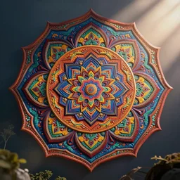super detailed mandala, bright colors, photorealistic