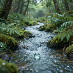 nature is a long river flowing in world of dew, and within every dewdrop a world of struggle fantasy intricate elegant under, lush volumetric lighting 3 d modelling