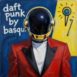 “daft punk by basquiat, masterpiece painting”