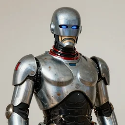 a portrait of Robocop by Jan van Eyck