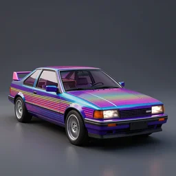 professional digital art of a car with eighties decade arcade patterns, hd
