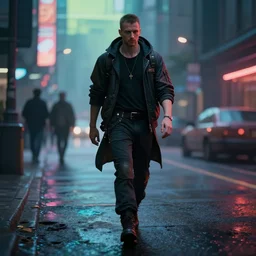 cyberpunk hunter walking in the street of venus, global illumination ray tracing hdr fanart arstation concept art, matte, by anton fadeev by beeple and thomas kinkade 4 k, trending on artstation