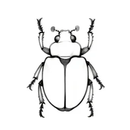 monochromatic illustration of a beetle, one line, line drawing, unbroken, minimalist, white background, black and white