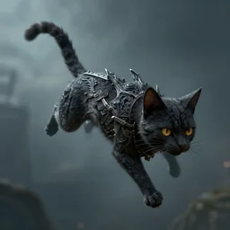 flying in a cat style, dark fantasy, unreal engine,