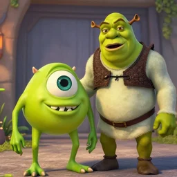 shocked mike wazowski combined with shrek