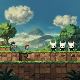 side scrolling landscape sotn, studio ghibli, pixar and disney animation, sharp, rendered in unreal engine 5, highly detailed, digital painting, artstation, terraria, hollow knight, smooth, sharp focus, illustration, wide angle, wallpaper, splash art, promo art, dramatic lighting, art by artgerm and greg rutkowski and bo chen and jin xiaodi