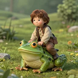 Frodo riding on a frog