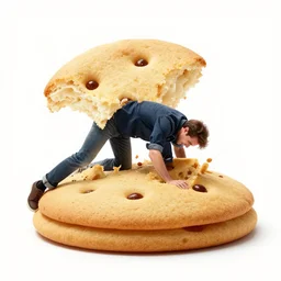 man being crushed under giant cookie, iphone hdr photo, funny