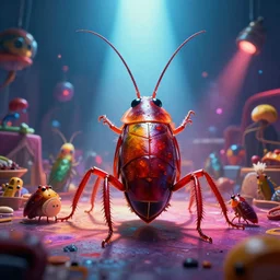 Colorful cockroach party, cinematic shot, dramatic volumetric lighting, epic composition, 4K Ultra HD