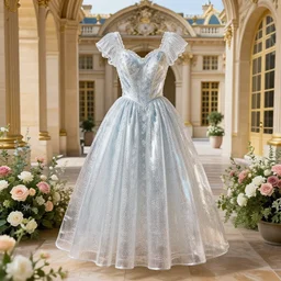 a dress 👗 made out of glass at versailles and flowers real