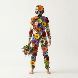 typography flowers full human body