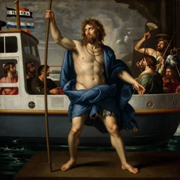 Charon the ferryman of Hades, by Pontormo, dramatic lighting, high contrast colors, panoramic view, as trending on Artstation,