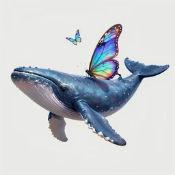 digital painting of a fictional whale, tiny multiple holographic butterfly wings on its backside, fully detailed, 4 k, octane render quality, real footage, psychedelics featured on artstation by mohamed solah, art limitedwhale by bahar moumivand, reddit / r / whal e