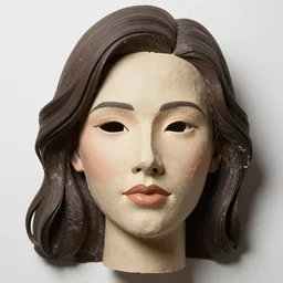 papier - mache face of beautiful female. studio lighting, canon 5 d 5 0 mm lens
