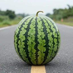 a giant watermelon on the road,