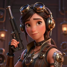 Lofi Bioshock Steampunk portrait, Pixar style, by Tristan Eaton Stanley Artgerm and Tom Bagshaw.
