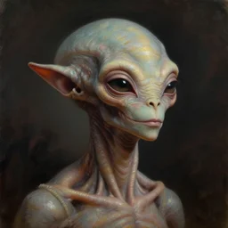 portrait of extraterrestrial lifeform, non human, intelligent, peaceful, cultured, friendly, dramatic lighting, painted by andreas rocha