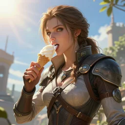 nomad from crysis eating an ice cream in the sun, fantasy, high detail, elegant, digital painting, cinematic lighting, vibrant, intricate, textured skin, highly detailed, artstation, sharp, focus, hdr, unreal engine 5, breathtaking, illustration, anna dittmann, ilya kuvshinov, nikolay makovsky