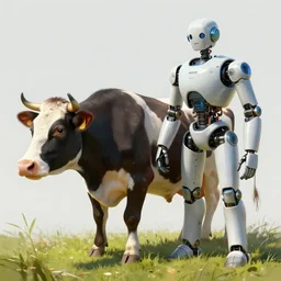 🤖🐮, digital Art,hyperrealist, artstation, greg rutkowski