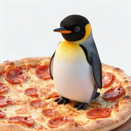 small penguins on Peperoni pizza, vefy detailed, 4k, HD