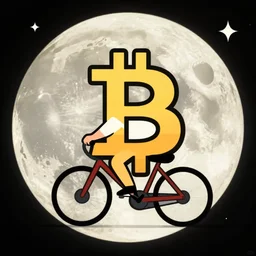 Satoshi Nakamoto riding Bitcoin to the moon