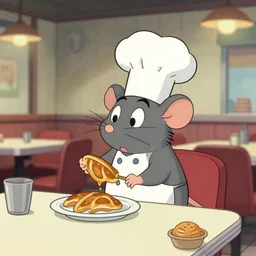 A rat working as a chef in a run down New York City diner, HD Animated Still