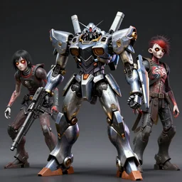 realistic combat mecha in the style of jean - michel basquiat, beeple, junji ito, metal shaded