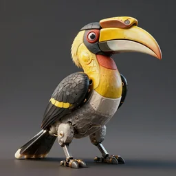 a portrait of a mechanical hornbill, octane 3 d, octane render, unreal engine, volumetric lighting, artstation, highly detailed, sharp focus, dieselpunk colors