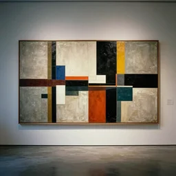 brutalist abstract artwork in an abstract brutalist art gallery, circa 1 9 7 6, 3 5 mm lens, brutalist abstract w 1 0 2 4 h 7 6 8,