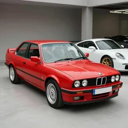 bmw e 3 0, porsche 9 1 1, kyza saleem, realistic, 4 k, red