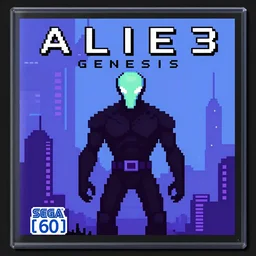 Alien 3 as Sega Mega Drive Genesis game by H.R. Giger pixelated